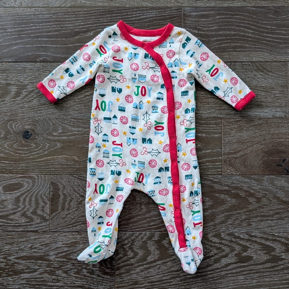Nordstrom White Holiday Footed One-Piece Sleeper Pajamas Size 3 Months